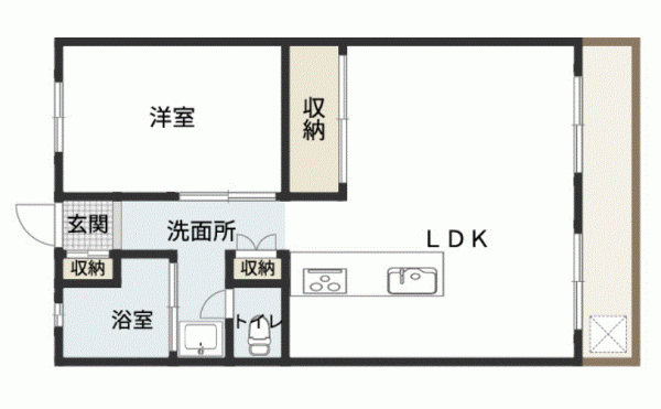 川西市花屋敷、マンションの間取り画像です
