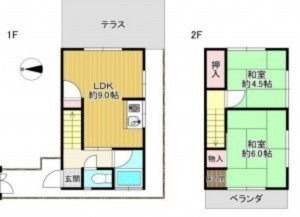 川西市南花屋敷、中古一戸建ての間取り画像です