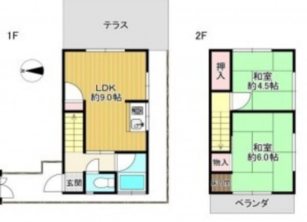 川西市南花屋敷、中古一戸建ての間取り画像です