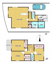 川西市多田院、新築一戸建ての間取り画像です