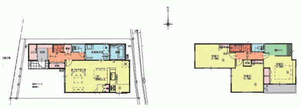 川西市火打、新築一戸建ての間取り画像です