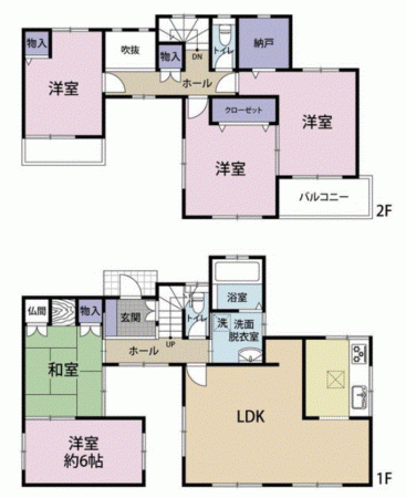 川西市南野坂、中古一戸建ての間取り画像です