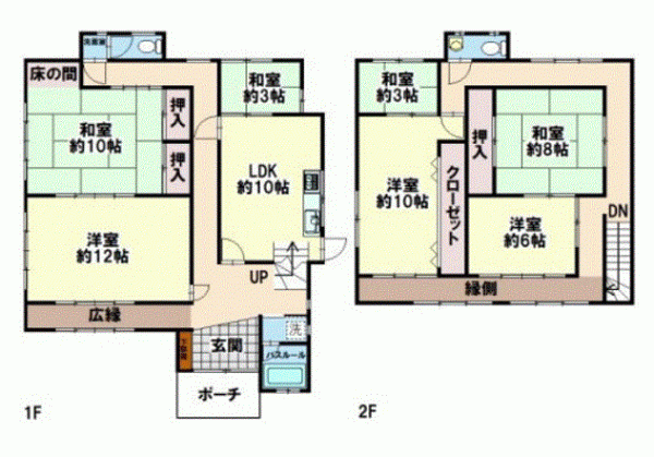 川西市平野、中古一戸建ての間取り画像です