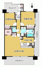 川西市中央町、マンションの間取り画像です