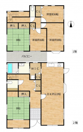 川西市丸山台、中古一戸建ての間取り画像です