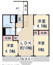 川西市向陽台、マンションの間取り画像です