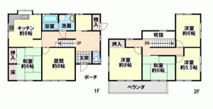 川西市緑台、中古一戸建ての間取り画像です