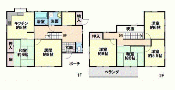 川西市緑台、中古一戸建ての間取り画像です
