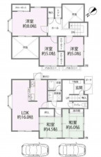 川西市けやき坂、中古一戸建ての間取り画像です