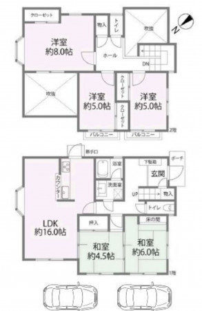 川西市けやき坂、中古一戸建ての間取り画像です