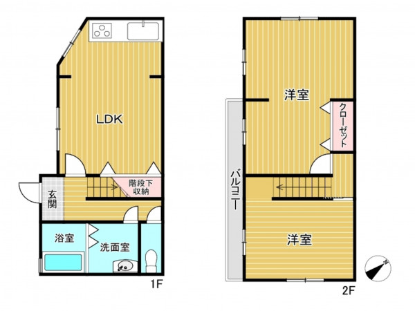 川西市霞ケ丘、中古一戸建ての間取り画像です