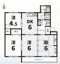 川西市清和台、マンションの間取り画像です