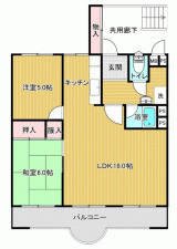 川西市向陽台、マンションの間取り画像です