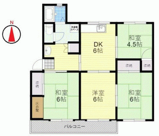 川西市清和台、マンションの間取り画像です