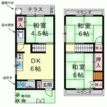 川西市小戸、中古一戸建ての間取り画像です