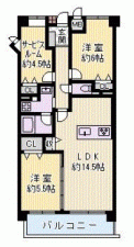 川西市寺畑、マンションの間取り画像です