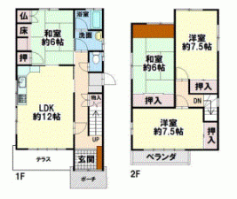 川西市清流台、中古一戸建ての間取り画像です