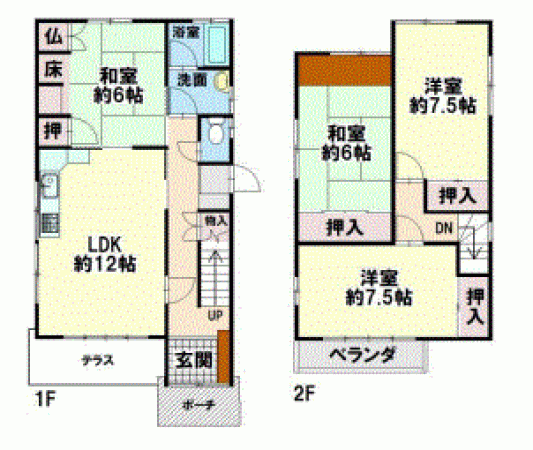 川西市清流台、中古一戸建ての間取り画像です