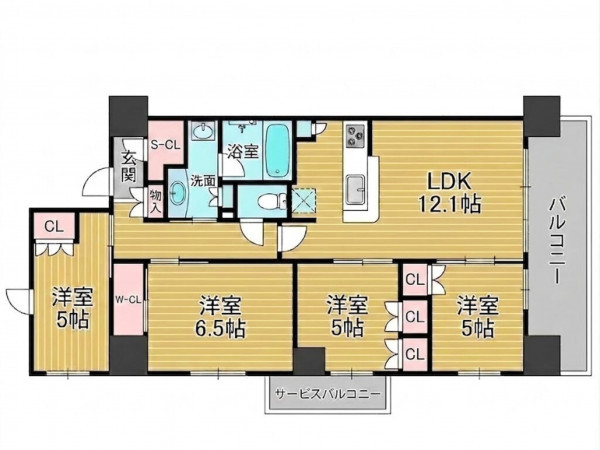 豊中市新千里南町、マンションの間取り画像です