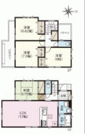 川西市清和台、新築一戸建ての間取り画像です