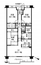 川西市丸山台、マンションの間取り画像です