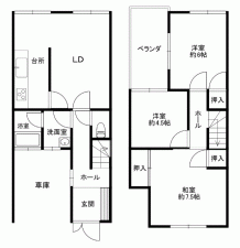 川西市鼓が滝、中古一戸建ての間取り画像です