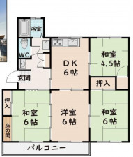 川西市清和台、マンションの間取り画像です