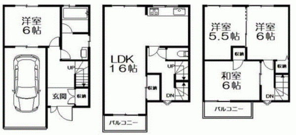 川西市一庫、中古一戸建ての間取り画像です