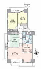 川西市東畦野、マンションの間取り画像です