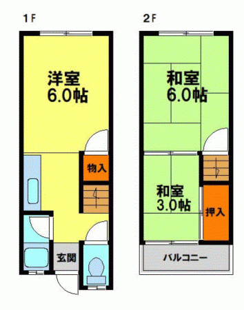 川西市霞ケ丘、中古一戸建ての間取り画像です