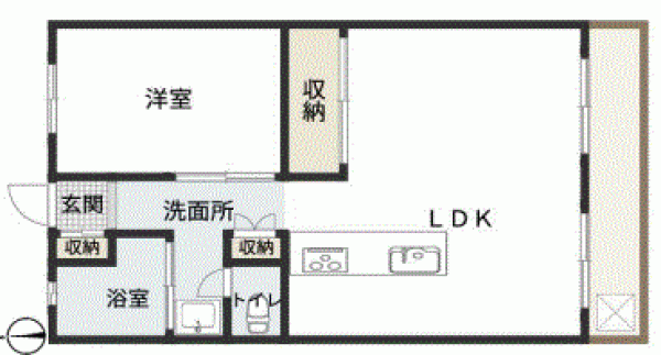 川西市花屋敷、マンションの間取り画像です