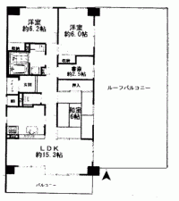 川西市新田、マンションの間取り画像です