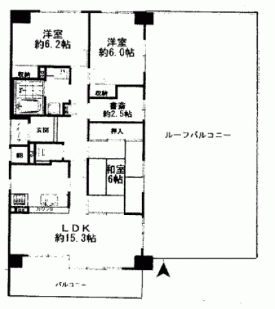 川西市新田、マンションの間取り画像です