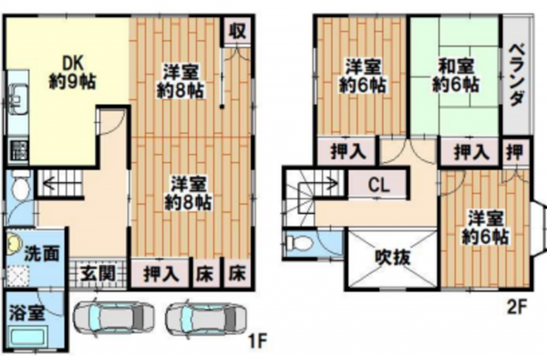 川西市清和台、中古一戸建ての間取り画像です