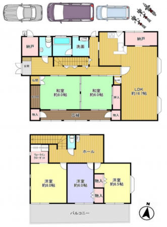 川西市緑が丘、中古一戸建ての間取り画像です