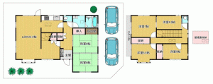 川西市けやき坂、中古一戸建ての間取り画像です