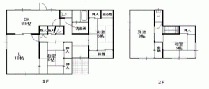 川西市向陽台、中古一戸建ての間取り画像です