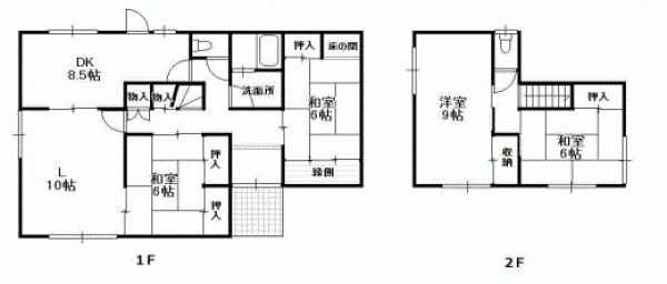 川西市向陽台、中古一戸建ての間取り画像です