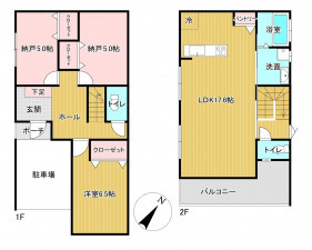 川西市小戸、新築一戸建ての間取り画像です