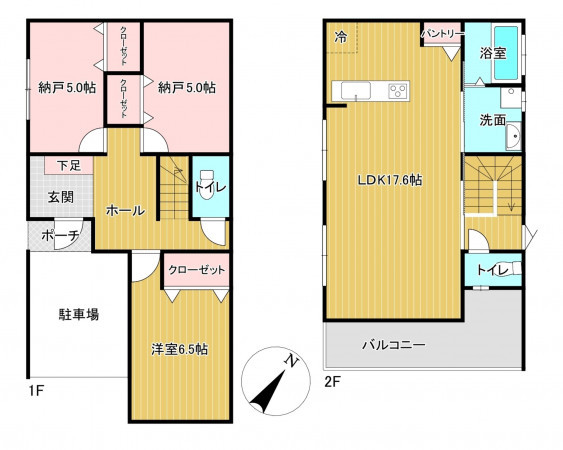 川西市小戸、新築一戸建ての間取り画像です