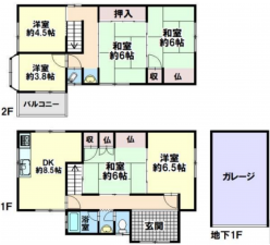 川西市湯山台、中古一戸建ての間取り画像です