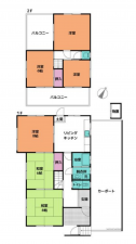 川西市清和台、中古一戸建ての間取り画像です