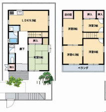 川西市萩原台、中古一戸建ての間取り画像です