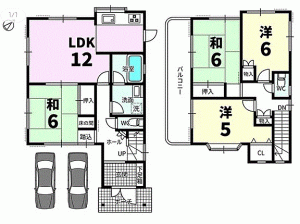 川西市平野、中古一戸建ての間取り画像です
