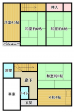 川西市錦松台、中古一戸建ての間取り画像です