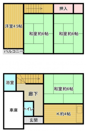 川西市錦松台、中古一戸建ての間取り画像です
