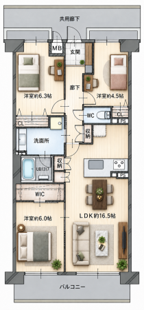 川西市寺畑、マンションの間取り画像です