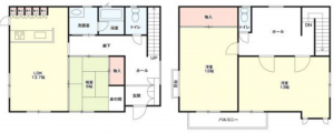 川西市けやき坂、中古一戸建ての間取り画像です