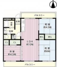 川西市清和台、マンションの間取り画像です