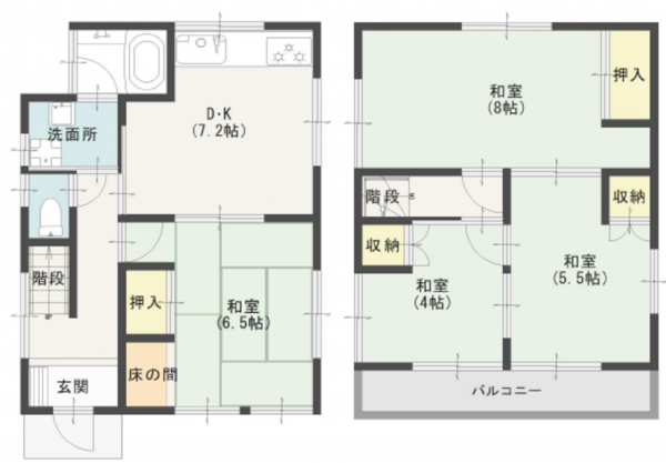 川西市見野、中古一戸建ての間取り画像です